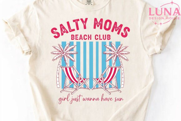 Capture Coastal Vibes with Salty Moms Beach Club Summer PNG