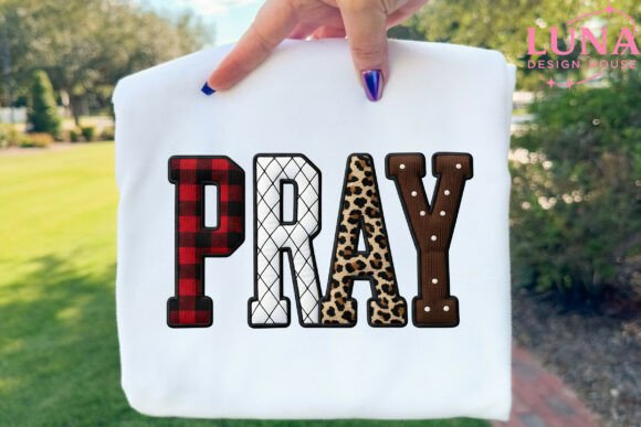 Designing with Faith: The PRAY PNG Crochet Christian Checkered Png