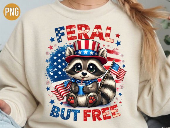 Feral but Free: A Raccoon Patriot PNG for Bold Design