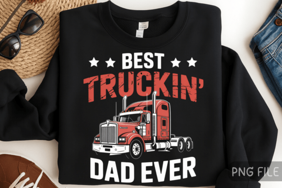 Funny Trucker Dad Shirt PNG: Bold Retro Design Asset