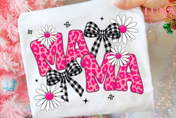 Mama Pink Leopard Bow Daisy PNG: A Designer's Asset