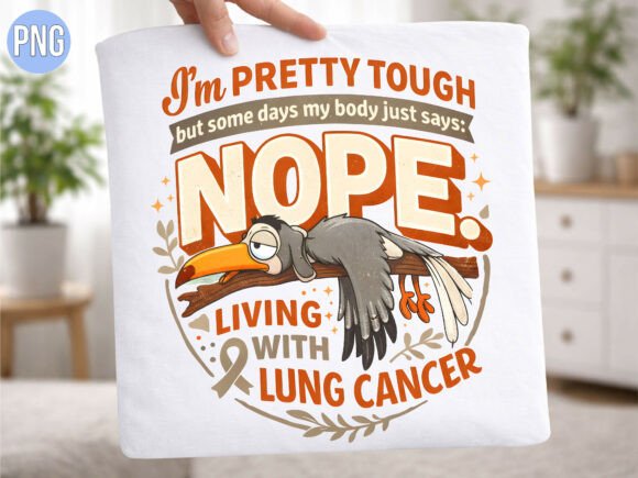 Tired Bird Lung Cancer Awareness PNG: Design with Heart