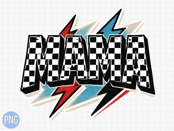 Unleash Creative Energy: The Lightning Bolt Mama Mom Checkered PNG
